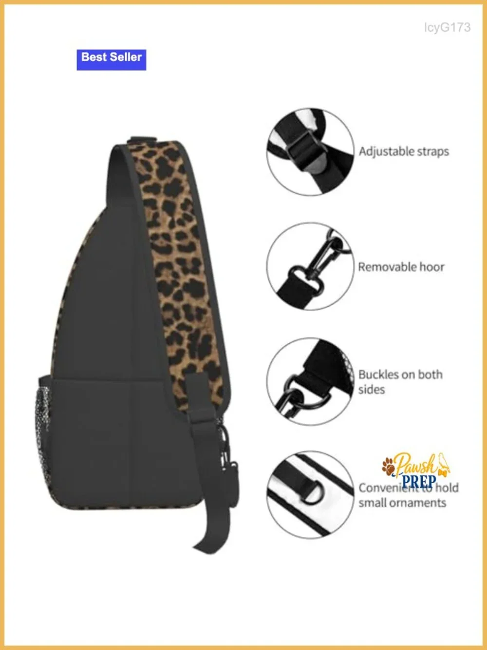 Leopard Print Sling Backpack with Adjustable Padded Strap for Travel Gym Hiking